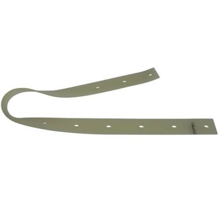 Olivegrüner metallgürtelriemen mit gleichmäßig verteilten löchern auf der rückseite des abreissblatts urethan hinten t5 71 cm arbeitsbreite