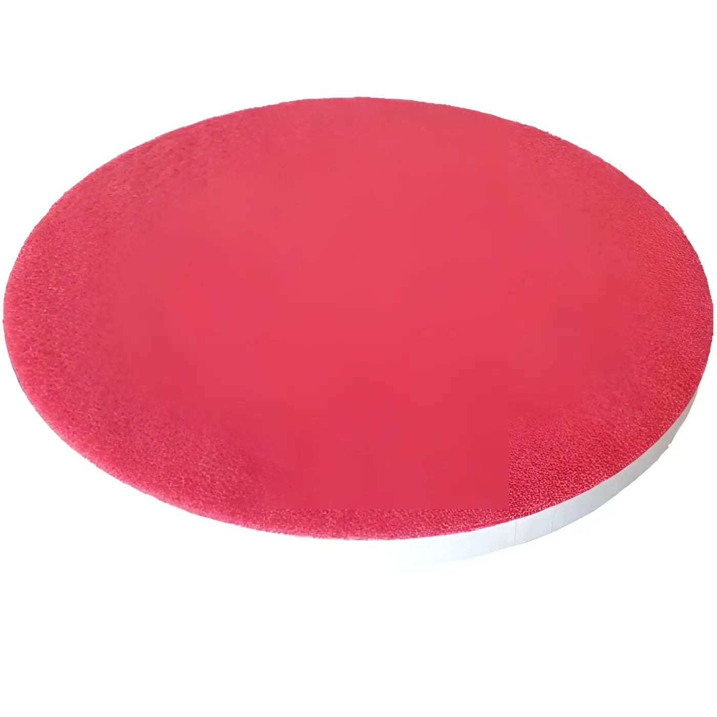 Rotes rundes weber melamin reinigungs-pad w mit texturierter faseroberfläche und weißer rückseite