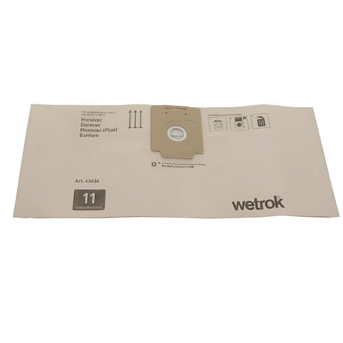 Beiger papier staubsaugerbeutel wetrok comfort monovac durovac 11l mit verstärktem obenflap und zentraler rundöffnung