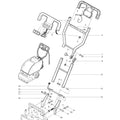 Schwarzer und grauer metallischer bodenpolierer wetrok gelenk oben extravac 340 mit griff, rädern und motorgehäuse