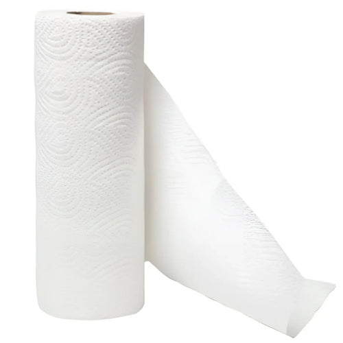 Ein rolle weiße wipex küchenrolle 3-lagig mit subtil geprägtem wellenmuster 50 blatt 4er pack